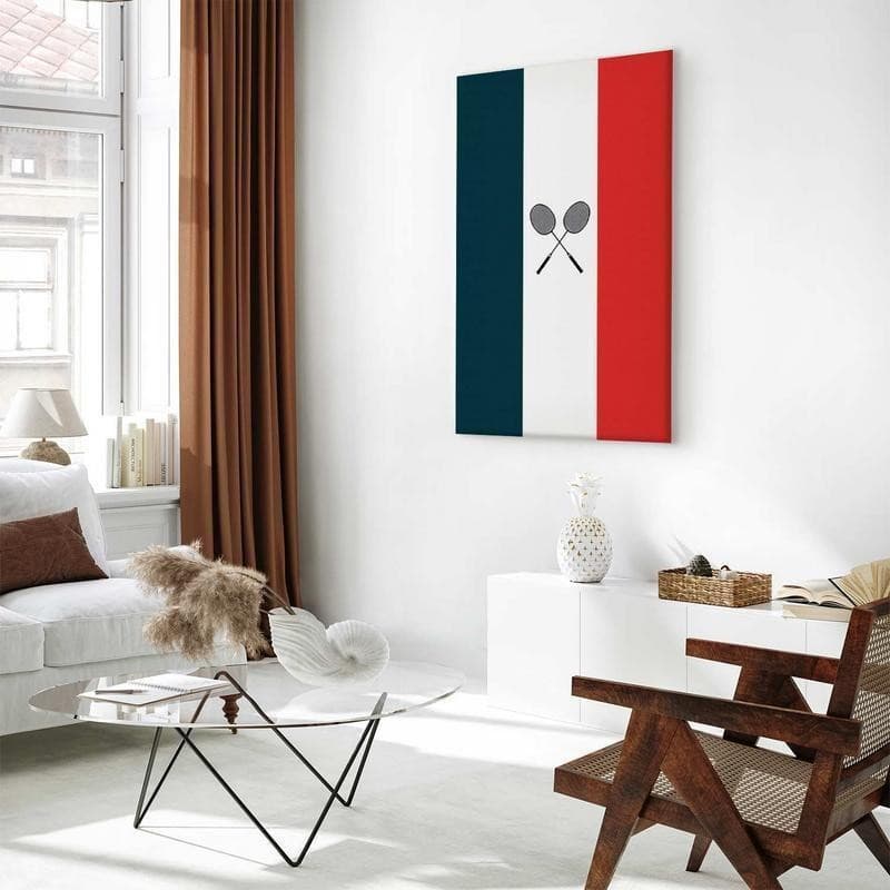 Quadro - Black Badminton Rackets Against the Backdrop of the French Flag in Poster e stampe Collezione Casa - Trebisacce, commercioVirtuoso.it