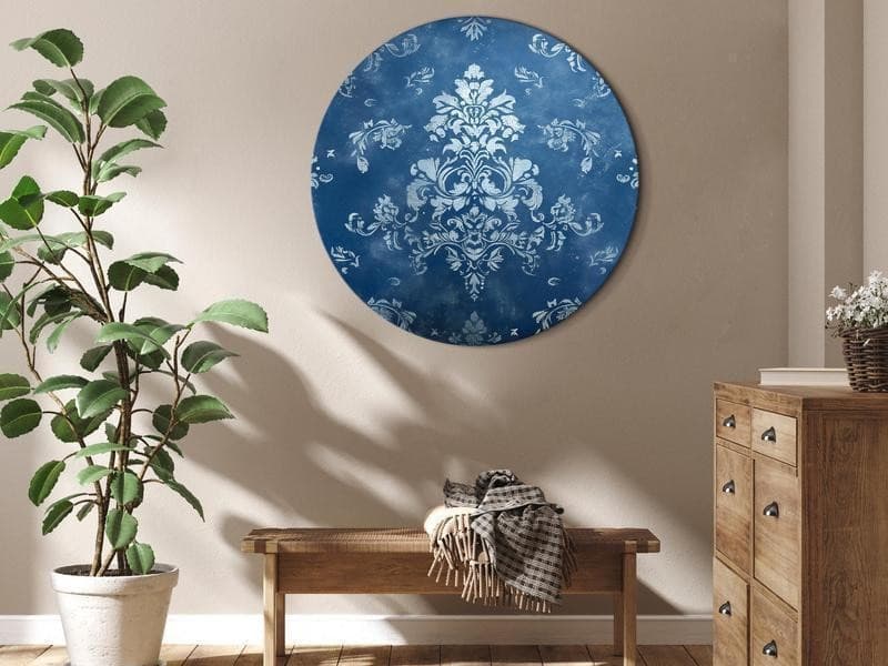 Quadro rotondo - Retro Ornament: Decorative Motif in Worn Blues in Poster e stampe Collezione Casa - Trebisacce, commercioVirtuoso.it