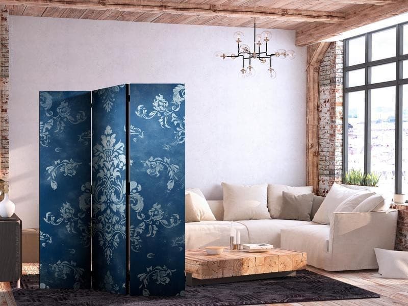 Paravento - Retro Ornament - Decorative Motif in Rubbed Blues in Paraventi Collezione Casa - Trebisacce, commercioVirtuoso.it
