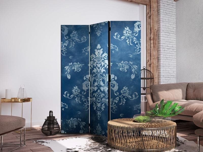 Paravento - Retro Ornament - Decorative Motif in Rubbed Blues in Paraventi Collezione Casa - Trebisacce, commercioVirtuoso.it