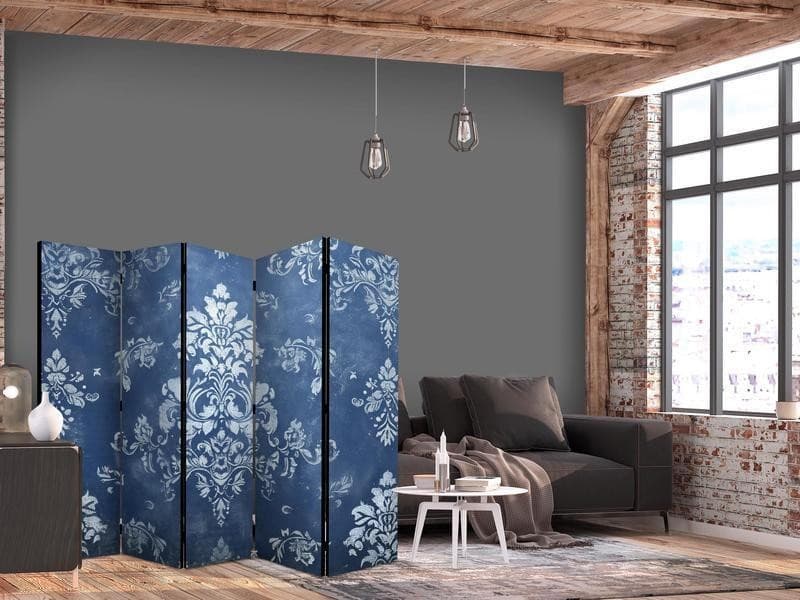 Paravento - Retro Ornament - Decorative Motif in Rubbed Blues in Paraventi Collezione Casa - Trebisacce, commercioVirtuoso.it