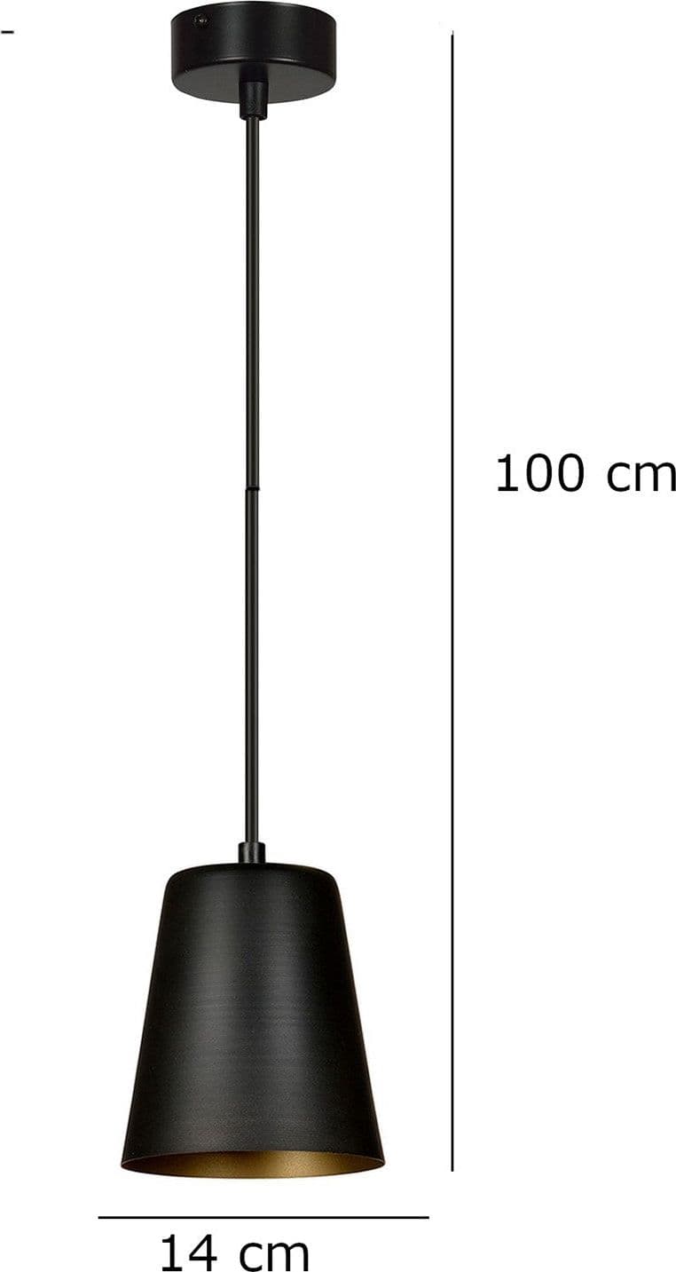 Sospensione 1 Luce Milargo In Acciaio Nero Con Paralume A Cono In Nero E Bianco in Lampade a sospensione LuceArt - Montecorvino Pugliano, commercioVirtuoso.it