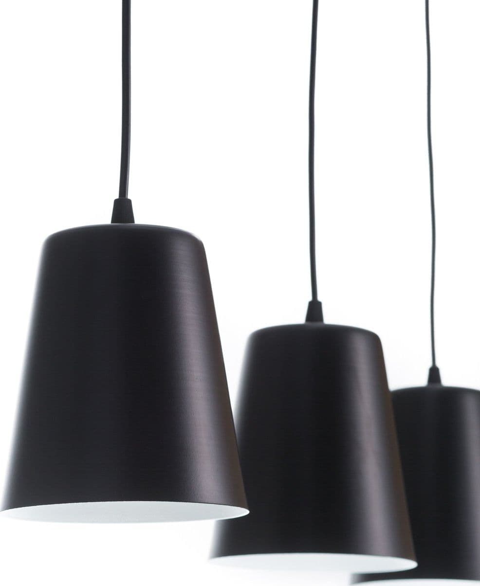 Lampadario 3 Luci Milargo In Acciaio Nero Con Paralumi A Cono In Nero E Bianco in Lampade a sospensione LuceArt - Montecorvino Pugliano, commercioVirtuoso.it