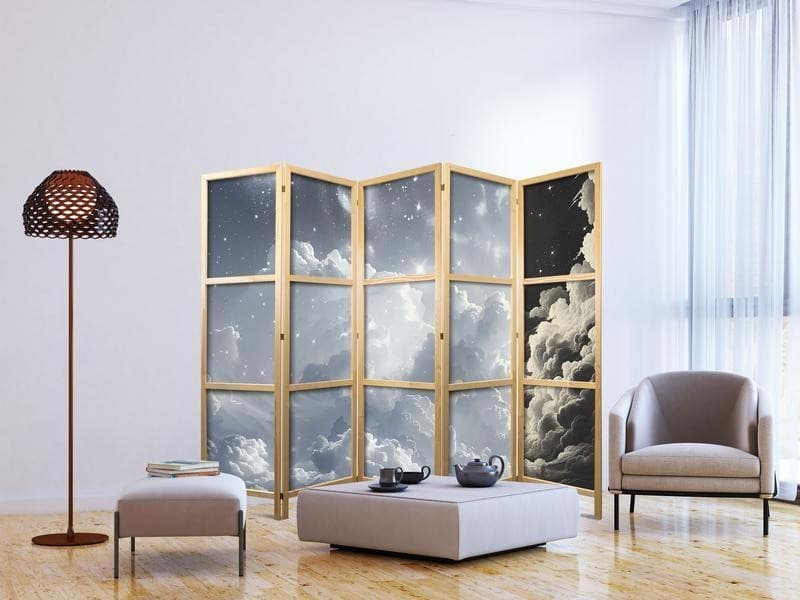 Paravento giapponese - Astral Calm: Stars Scattered Over Delicate Clouds in Paraventi Collezione Casa - Trebisacce, commercioVirtuoso.it