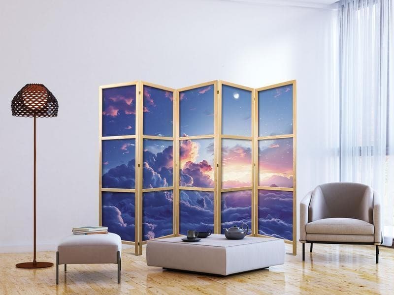 Paravento giapponese - Night Concert in the Mountains: Clouds Illuminated by the Last Rays of the Sun in Paraventi Collezione Casa - Trebisacce, commercioVirtuoso.it