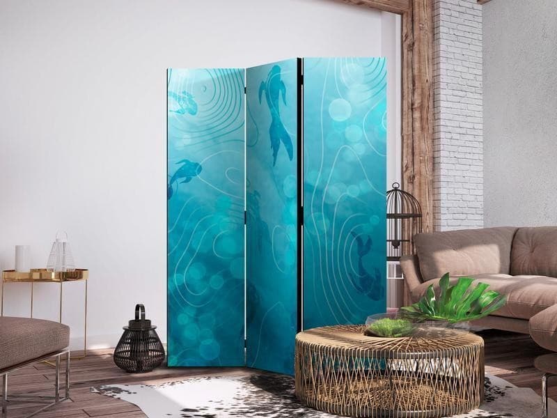 Paravento - Koi Fish Under The Water Surface - a Cluster of Japanese Fish in The Depths of The Pond in Shades of Navy An in Statuine Collezione Casa - Trebisacce, commercioVirtuoso.it