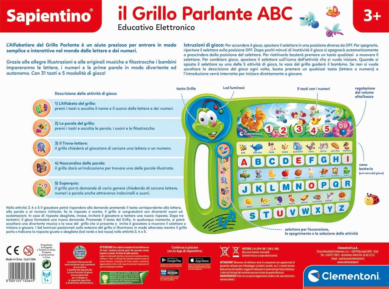 13264  - Alfabetiere Grillo Abc in prodotto Centro Bimbo - Siderno, commercioVirtuoso.it