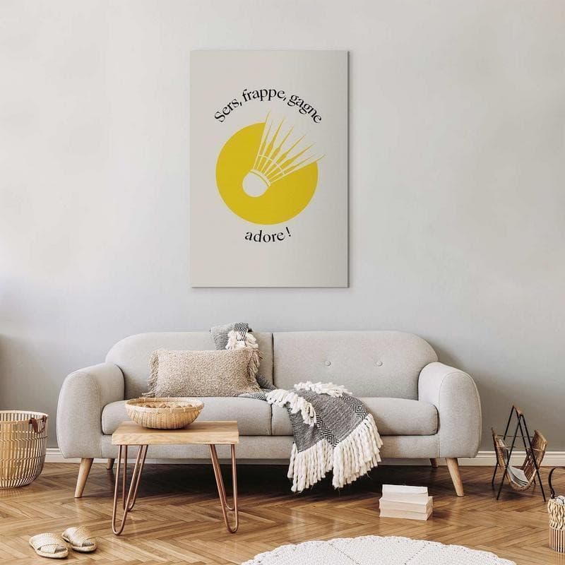 Quadro - Badminton Shuttlecock on a Yellow Circle Background in Poster e stampe Collezione Casa - Trebisacce, commercioVirtuoso.it