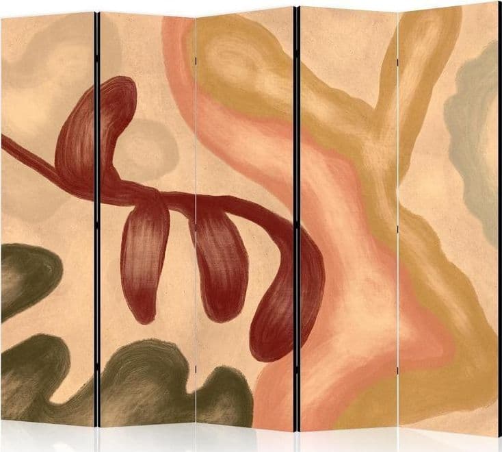 Paravento - Worn Figures - Shapes in Lime Wash Technique in Warm Colors