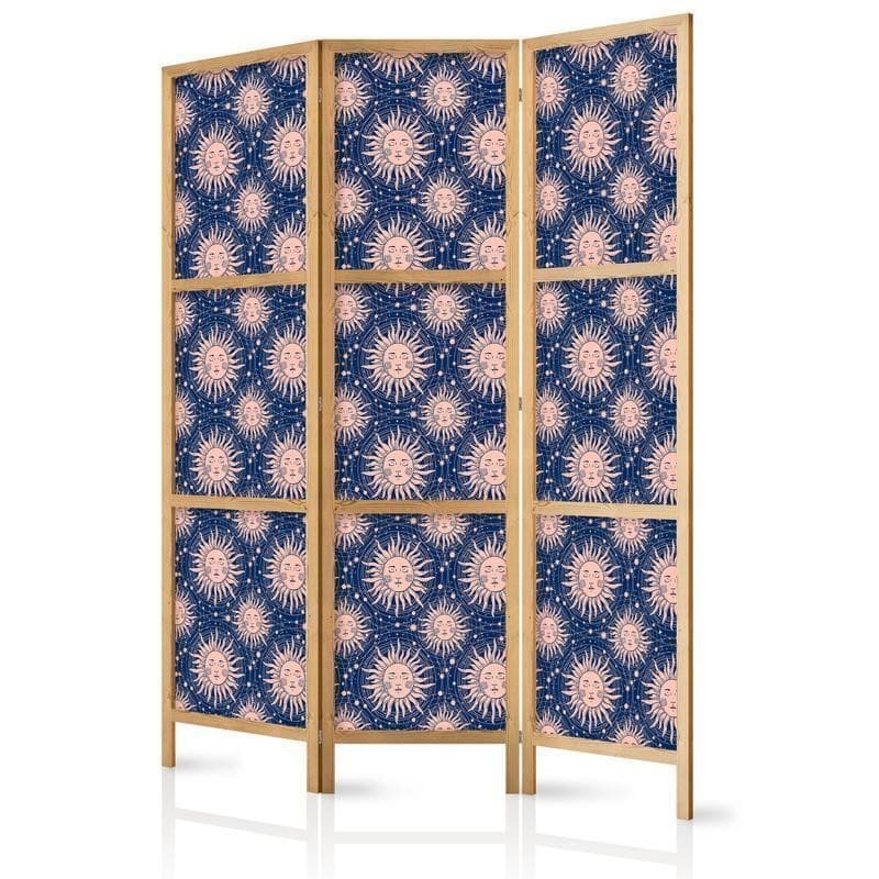 Paravento giapponese - Sunny Patterns - Repeating Sun Motif on a Navy Background in Paraventi Collezione Casa - Trebisacce, commercioVirtuoso.it