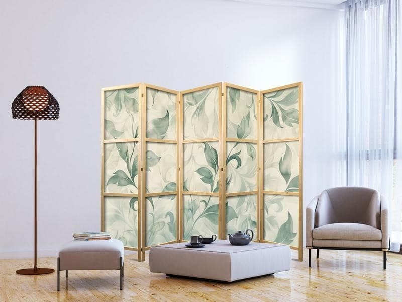 Paravento giapponese Delicate foglie verdi 5 ante in Paraventi Collezione Casa - Trebisacce, commercioVirtuoso.it