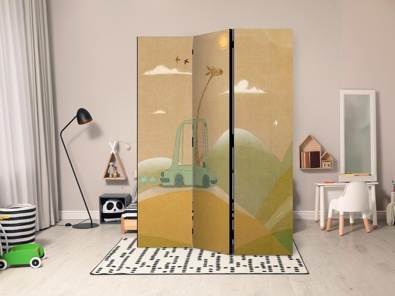 Paravento - Dreamy Traveler - Giraffe Driving a Car on a Beautiful Sunny Day in Parabrezza Collezione Casa - Trebisacce, commercioVirtuoso.it