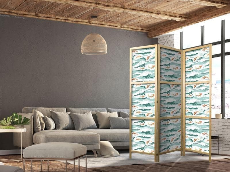 Paravento giapponese Pesci orientali e ninfee 3 ante in Paraventi Collezione Casa - Trebisacce, commercioVirtuoso.it