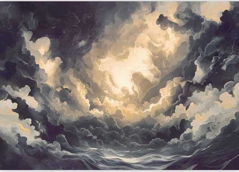 Carta da parati - Epic Light Play: The Sun Battling for Dominance Over the Clouds in Carta da parati Collezione Casa - Trebisacce, commercioVirtuoso.it