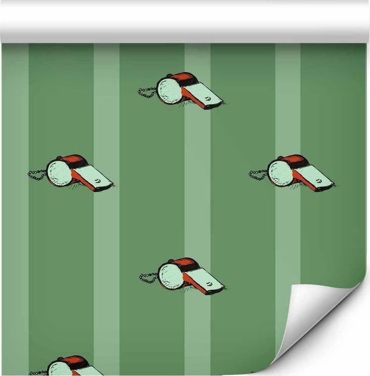 Tappezzeria murale - Sports Whistles - Repeating pattern on a striped green background in Arazzi e tappezzeria Collezione Casa - Trebisacce, commercioVirtuoso.it