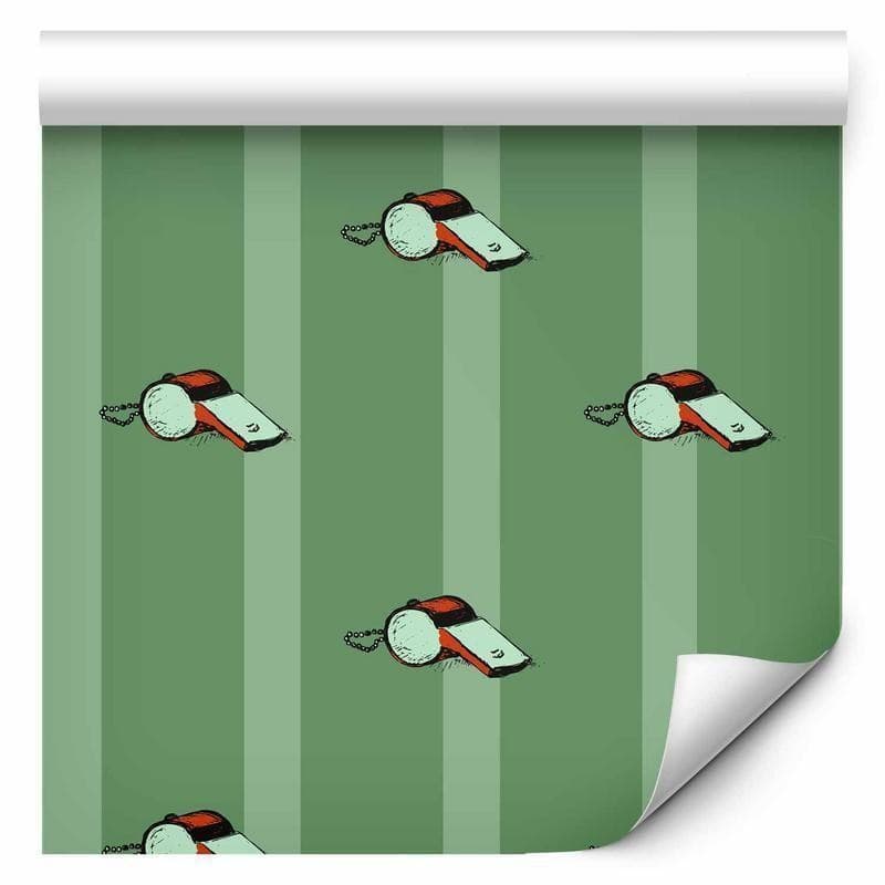 Tappezzeria murale - Sports Whistles - Repeating pattern on a striped green background in Arazzi e tappezzeria Collezione Casa - Trebisacce, commercioVirtuoso.it