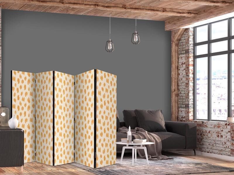 Paravento - Drawn Pattern in Spots and Dots - in Shades of Orange and Ecru in Paraventi Collezione Casa - Trebisacce, commercioVirtuoso.it
