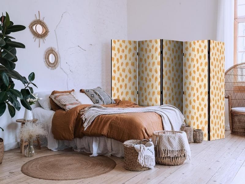 Paravento - Drawn Pattern in Spots and Dots - in Shades of Orange and Ecru in Paraventi Collezione Casa - Trebisacce, commercioVirtuoso.it