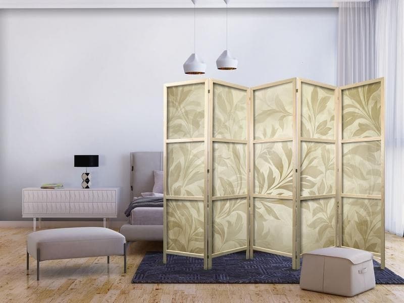 Paravento giapponese Eleganti foglie beige 5 ante in Paraventi Collezione Casa - Trebisacce, commercioVirtuoso.it