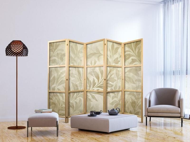 Paravento giapponese Eleganti foglie beige 5 ante in Paraventi Collezione Casa - Trebisacce, commercioVirtuoso.it