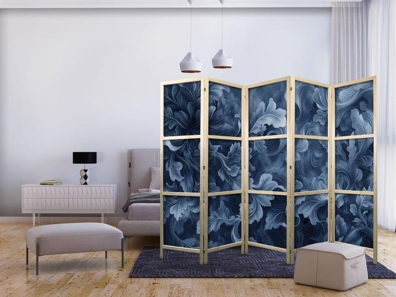 Paravento giapponese Foglie vittoriane blu 5 ante in Paraventi Collezione Casa - Trebisacce, commercioVirtuoso.it