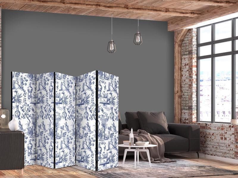 Paravento - Rome and Botany - Blue Pattern with a Greek and Plant Motif in Paraventi Collezione Casa - Trebisacce, commercioVirtuoso.it