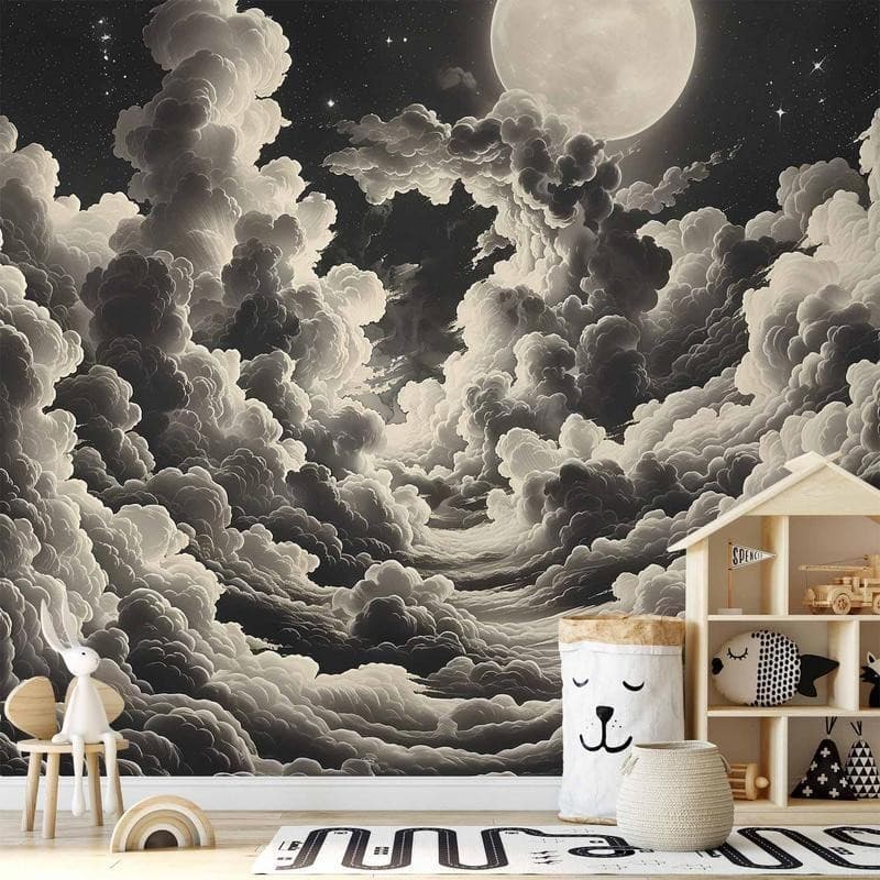 Carta da parati - Moon and Stars Singing Among the Great Clouds in Carta da parati Collezione Casa - Trebisacce, commercioVirtuoso.it