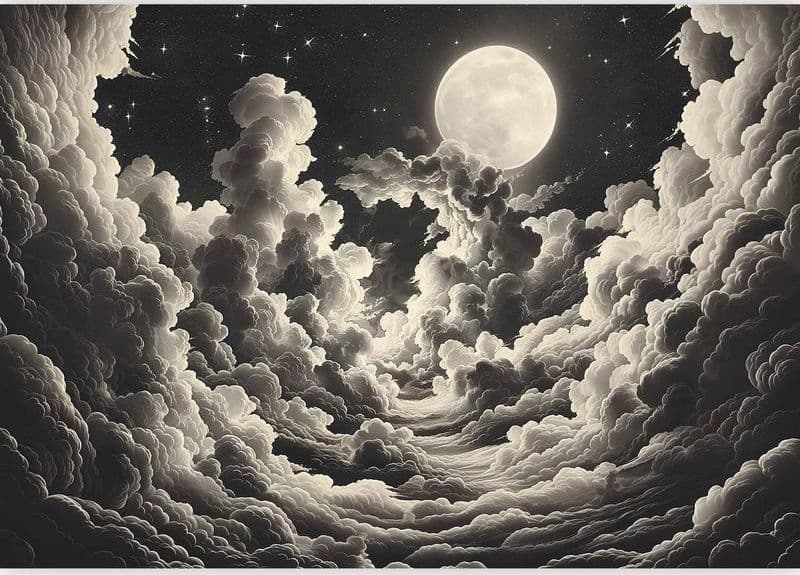 Carta da parati - Moon and Stars Singing Among the Great Clouds in Carta da parati Collezione Casa - Trebisacce, commercioVirtuoso.it
