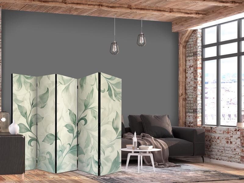 Paravento - Watercolor Botanical Motif - Delicate Green-Beige Leaves in Paraventi Collezione Casa - Trebisacce, commercioVirtuoso.it
