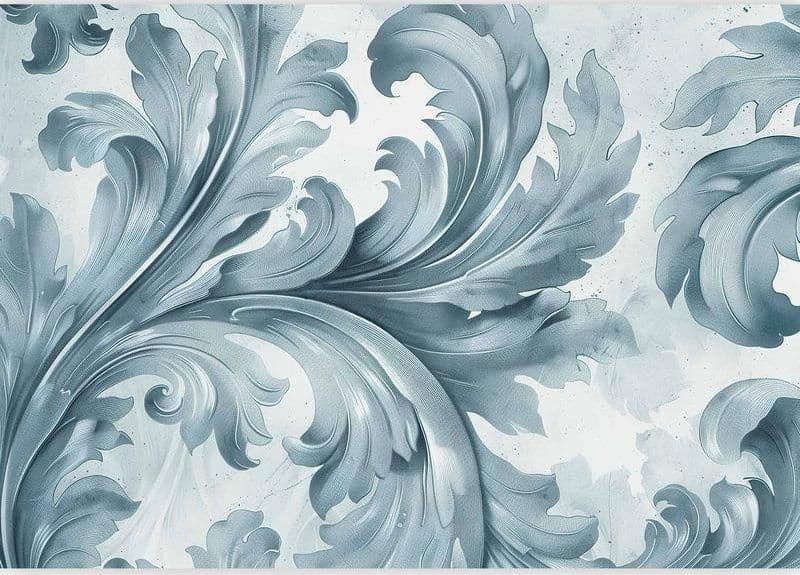 Carta da parati - Stone Baroque Ornaments in Light Shades of Gray-Blue in Carta da parati Collezione Casa - Trebisacce, commercioVirtuoso.it