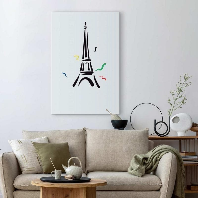 Quadro - Black Graphic Drawing of the Eiffel Tower on a Cream Background in Poster e stampe Collezione Casa - Trebisacce, commercioVirtuoso.it