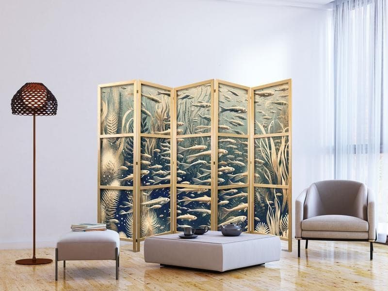 Paravento giapponese Mondo sottomarino in stile retrò 5 ante in Paraventi Collezione Casa - Trebisacce, commercioVirtuoso.it
