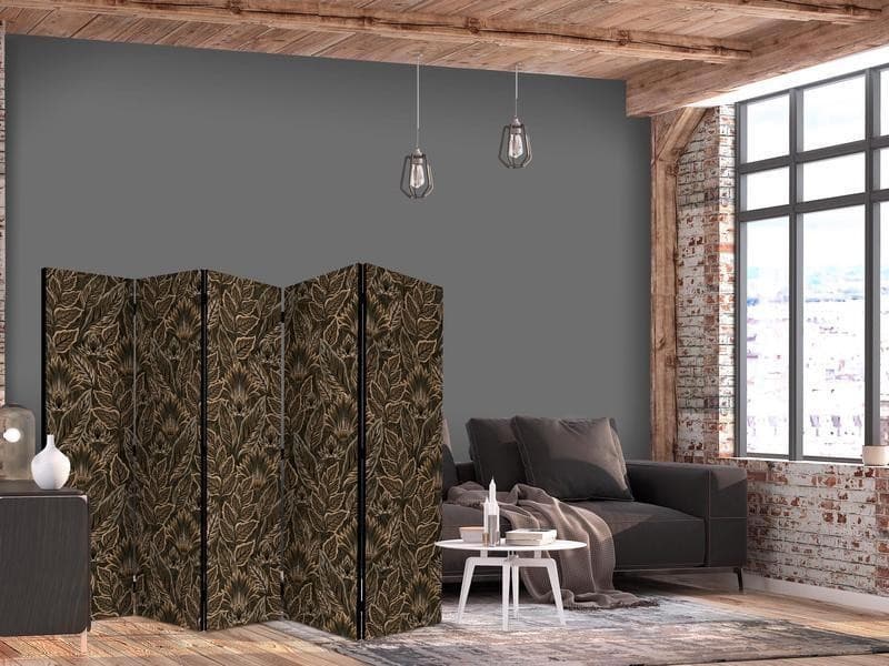 Paravento - Dense Vegetation - Botanical Patterns in Illustrative Style Brown in Paraventi Collezione Casa - Trebisacce, commercioVirtuoso.it