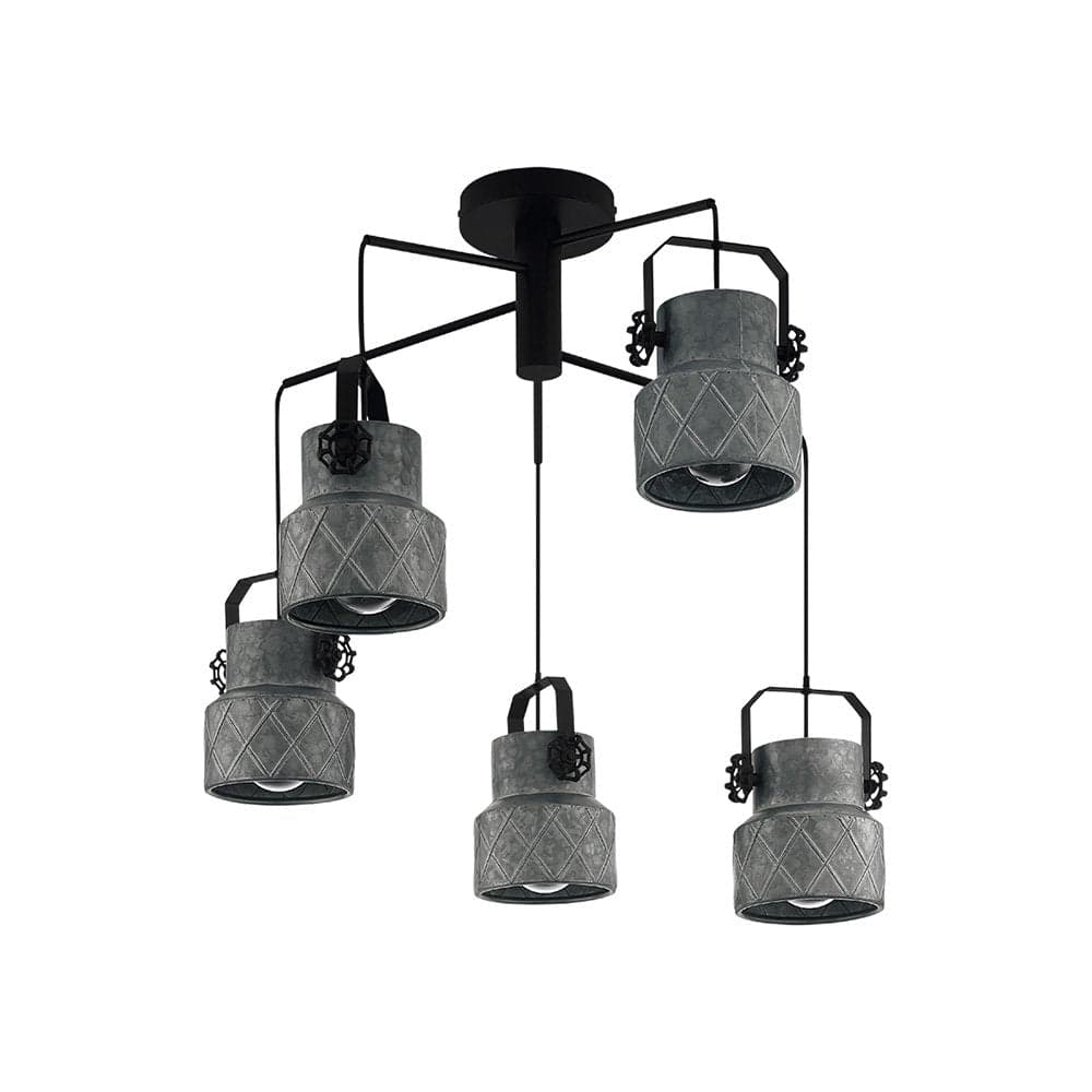 Lampadario Moderno Hilcott 5 Luci Pendenti Acciaio Nero in Lampade a sospensione LuceArt - Montecorvino Pugliano, commercioVirtuoso.it