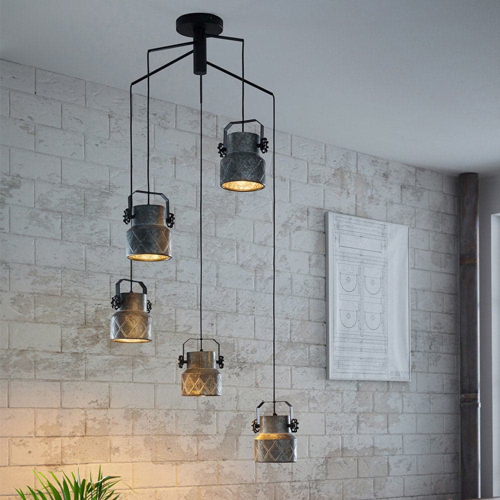 Lampadario Moderno Hilcott 5 Luci Pendenti Acciaio Nero in Lampade a sospensione LuceArt - Montecorvino Pugliano, commercioVirtuoso.it