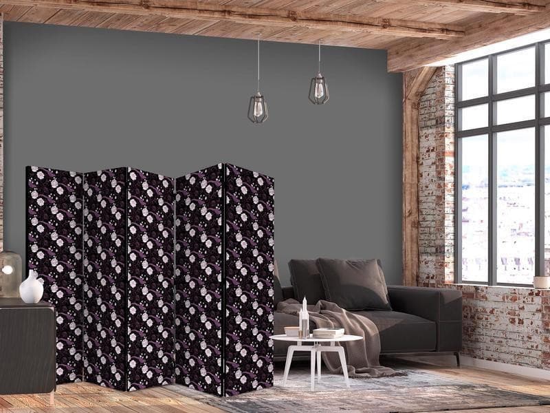 Paravento - Birds Among Flowers - Pheasants Surrounding Peonies - Purple in Paraventi Collezione Casa - Trebisacce, commercioVirtuoso.it
