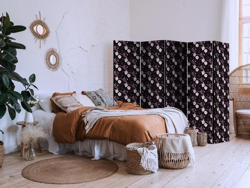 Paravento - Birds Among Flowers - Pheasants Surrounding Peonies - Purple in Paraventi Collezione Casa - Trebisacce, commercioVirtuoso.it