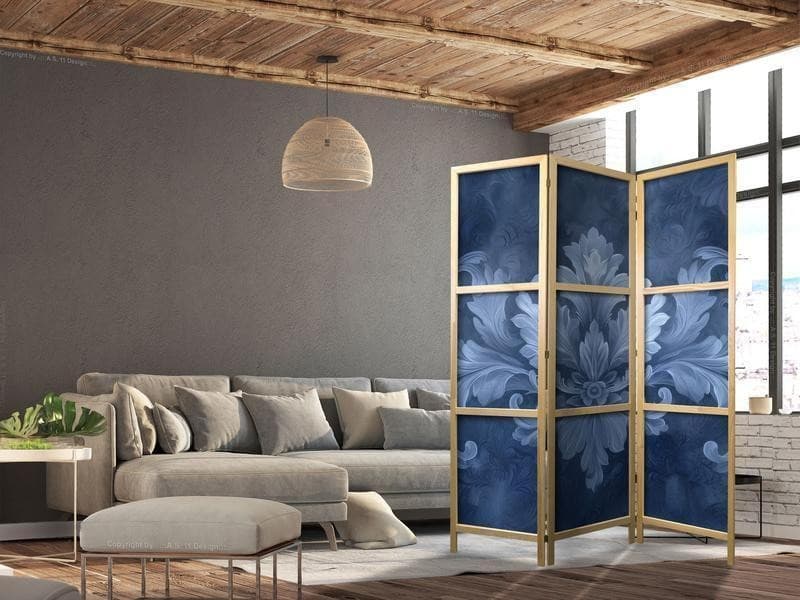 Paravento giapponese eleganza in blu e tonalità fredde 3 ante in Paraventi Collezione Casa - Trebisacce, commercioVirtuoso.it