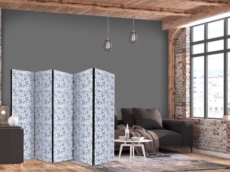 Paravento Fiori blu vintage 5 ante in Paraventi Collezione Casa - Trebisacce, commercioVirtuoso.it