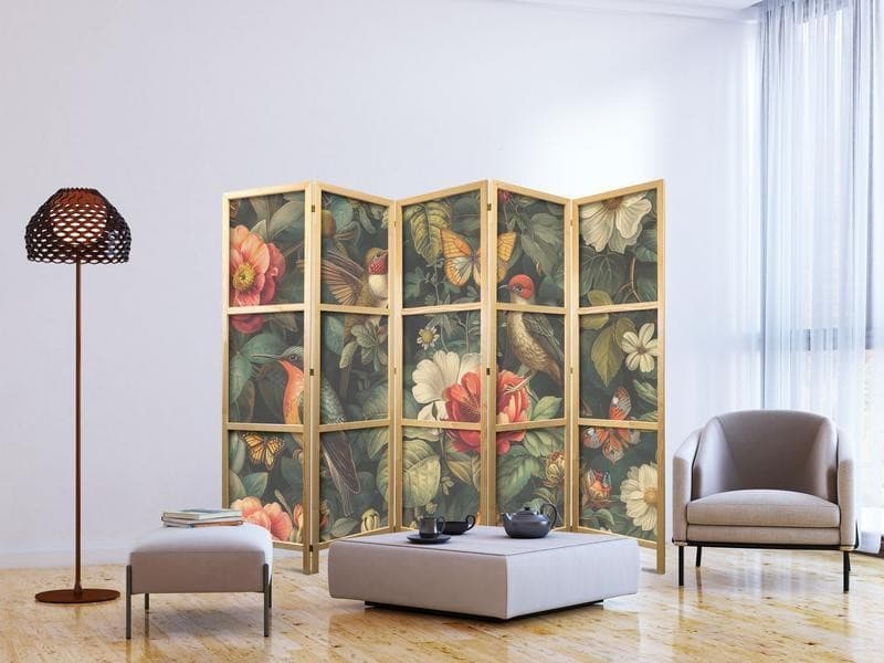 Paravento giapponese Fiori e uccelli colorati 5 ante in Paraventi Collezione Casa - Trebisacce, commercioVirtuoso.it