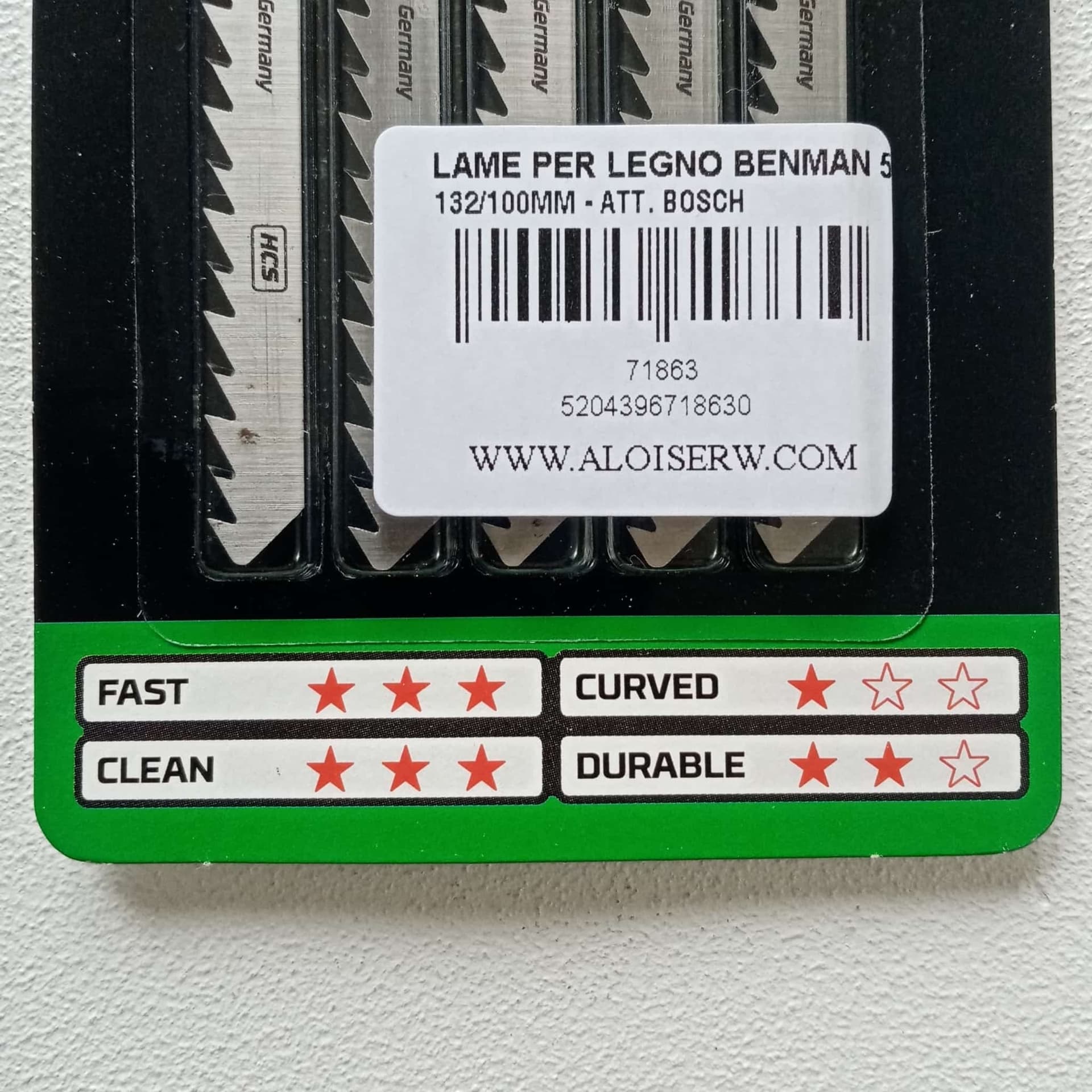 Benman lame attacco Bosch da 110/132mm per seghetto alternativo per legno dentatura media - blister da 5 lame in Lame per seghe alternative Aloiserw.com - Altomonte, commercioVirtuoso.it