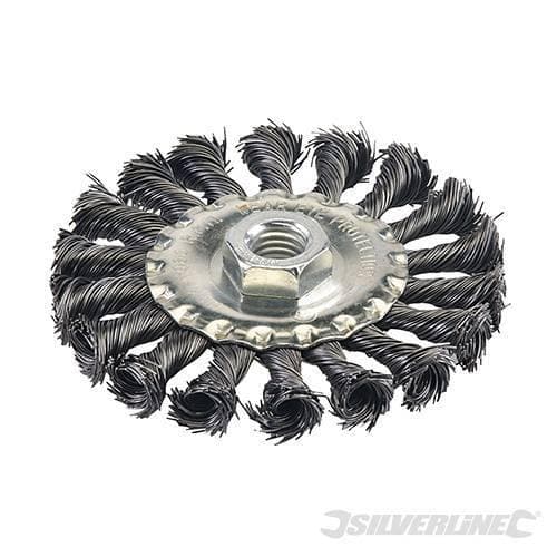 Spazzola a filo ritorto a rotella ideale per smerigliatrici angolari prezzo in offerta Silverline