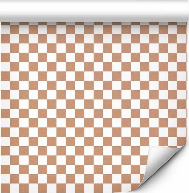 Tappezzeria murale - Checkerboard Pattern - Brown-White Grid with a Subtle Noise in Arazzi e tappezzeria Collezione Casa - Trebisacce, commercioVirtuoso.it