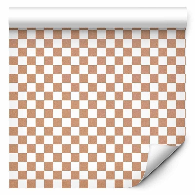 Tappezzeria murale - Checkerboard Pattern - Brown-White Grid with a Subtle Noise in Arazzi e tappezzeria Collezione Casa - Trebisacce, commercioVirtuoso.it