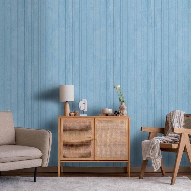 Tappezzeria murale - Blue Panels - Wooden planks in a pastel blue shade in Carta da parati Collezione Casa - Trebisacce, commercioVirtuoso.it
