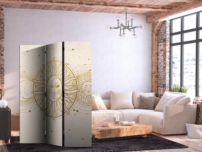 Paravento - Golden Sun and Moon - Artistic Retro Style Illustration in Paraventi Collezione Casa - Trebisacce, commercioVirtuoso.it