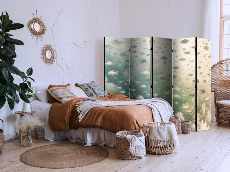 Paravento - Fish and Diverse Vegetation - A Group of Fish in Pastel Muted Colors Among Oceanic Vegetation in Paraventi Collezione Casa - Trebisacce, commercioVirtuoso.it