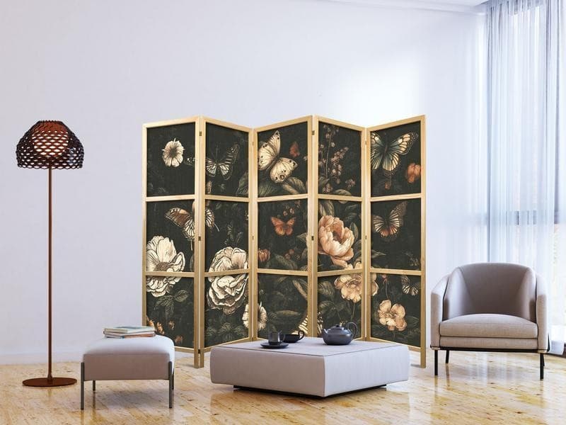 Paravento giapponese Farfalle che volano sui fiori 5 ante in Paraventi Collezione Casa - Trebisacce, commercioVirtuoso.it