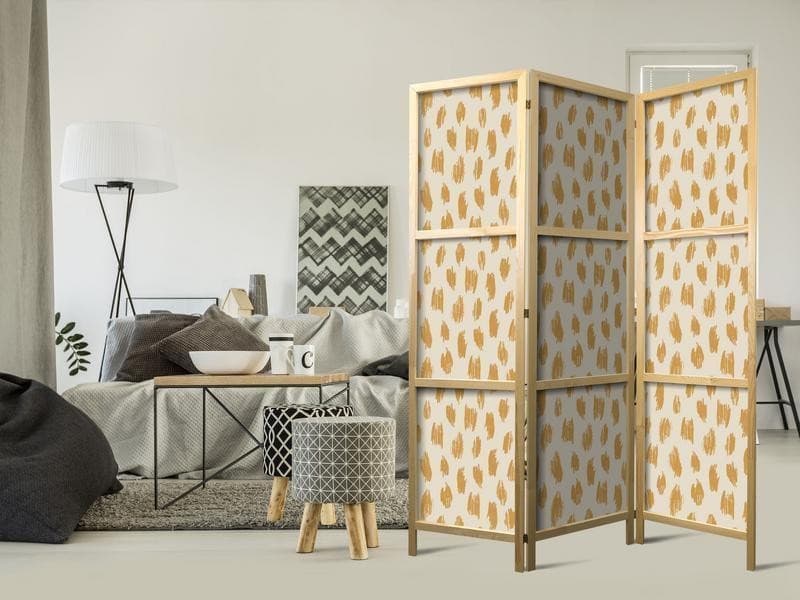 Paravento giapponese - Drawn Pattern in Dots and Spots - in Shades of Orange and Ecru in Paraventi Collezione Casa - Trebisacce, commercioVirtuoso.it