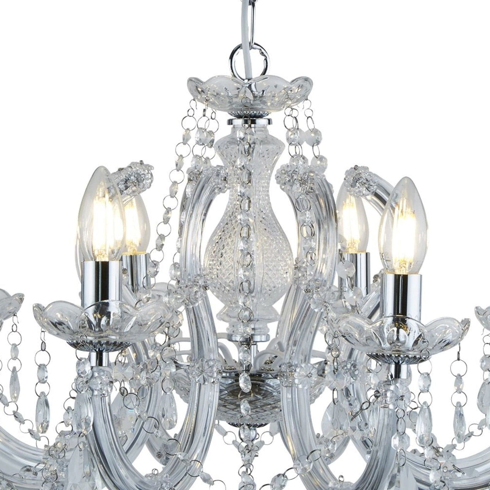 Lampadario Classico Marie Therese Acciaio Cromo Vetro Trasparente 8 Luci E14 in Lampade a sospensione LuceArt - Montecorvino Pugliano, commercioVirtuoso.it